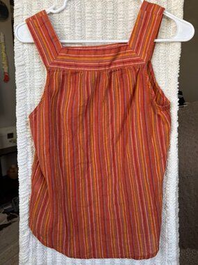 Universal Threads 100 % Cotton Flowy Boho Striped Orange Tank Top; Wide Straps